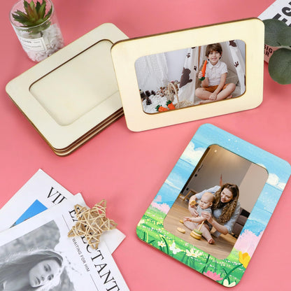 VOKOY 15 Pack Wooden Picture Frames for Crafts,DIY Wood Craft Picture Frames for 4" x 6" Photos,Unfinished Standing Photo Frames DIY Crafts Wood Decorate for Mother's Day Birthday Party Gifts