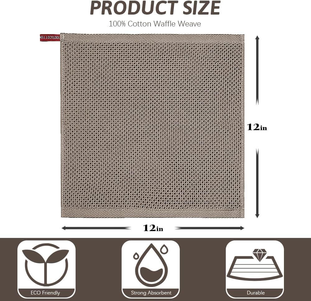 12 Pack Cloths,100% 12x12 Inch Nialnant Dish Cotton Dish Towels for Washing Dishes,Soft and Absorbent Kitchen Cleaning