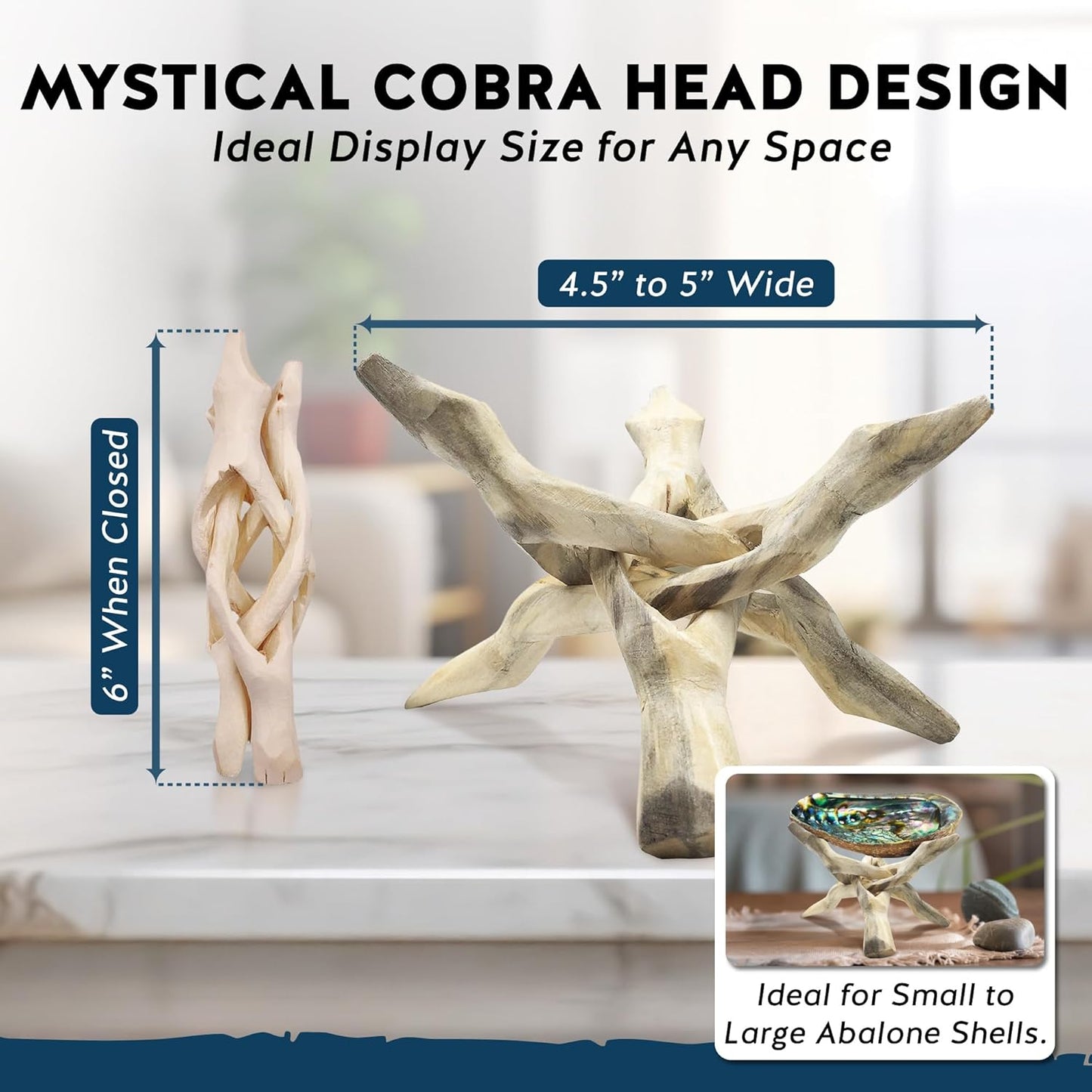 Alternative Imagination Wooden Tripod Display Stand - 6-Inch Hand Carved Holder from Mango Wood for Abalone Shell,