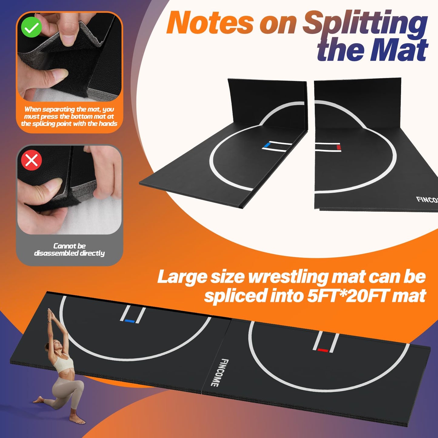 10' x 10' /10' x 6.5' Wrestling Mat for Home Black Jiu Jitsu Wrestling Mats Durable Judo Mats for BJJ MMA Training Roll-Up Design Wrestling Mat for Grappling Martial Art Boxing Judo