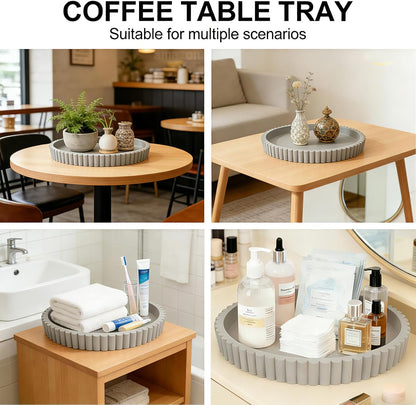 Vomktvcsr 13" Oval Tray for Coffee Table Dcor Concrete Modern Decorative Trays Home Dcor Accents -Circle Coffee Table