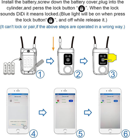 Nulock Keyless Bluetooth Bike/Motorcycle/Gate Lock IP44 Splash-Proof Cycling Lock with 110db Alarm, 0.38" Diameter 24-inch (2ft) Braided Steel Cable Padlock for Gate(2025 Version)
