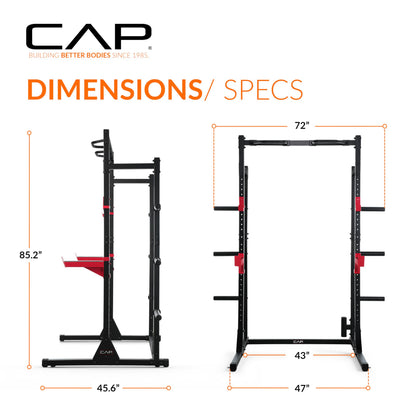 Cap Power Rack with Pull Up Bar & Attachments - Squat Rack & Strength Training Power Cage for Home Gym - RED