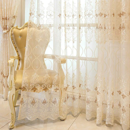 WINYY European Style Sheer Curtain, 1 Panel Voile Rod Pocket Top Window Drape for Bedroom Living Room, 52"x84"