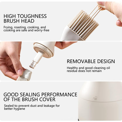 QQC 2 in 1 Oil Dispenser Bottle with Silicone Brush - 150ml/5.07oz Borosilicate Glass Basting Brush for BBQ, Grilling, Easy Kitchen & Outdoor Cooking