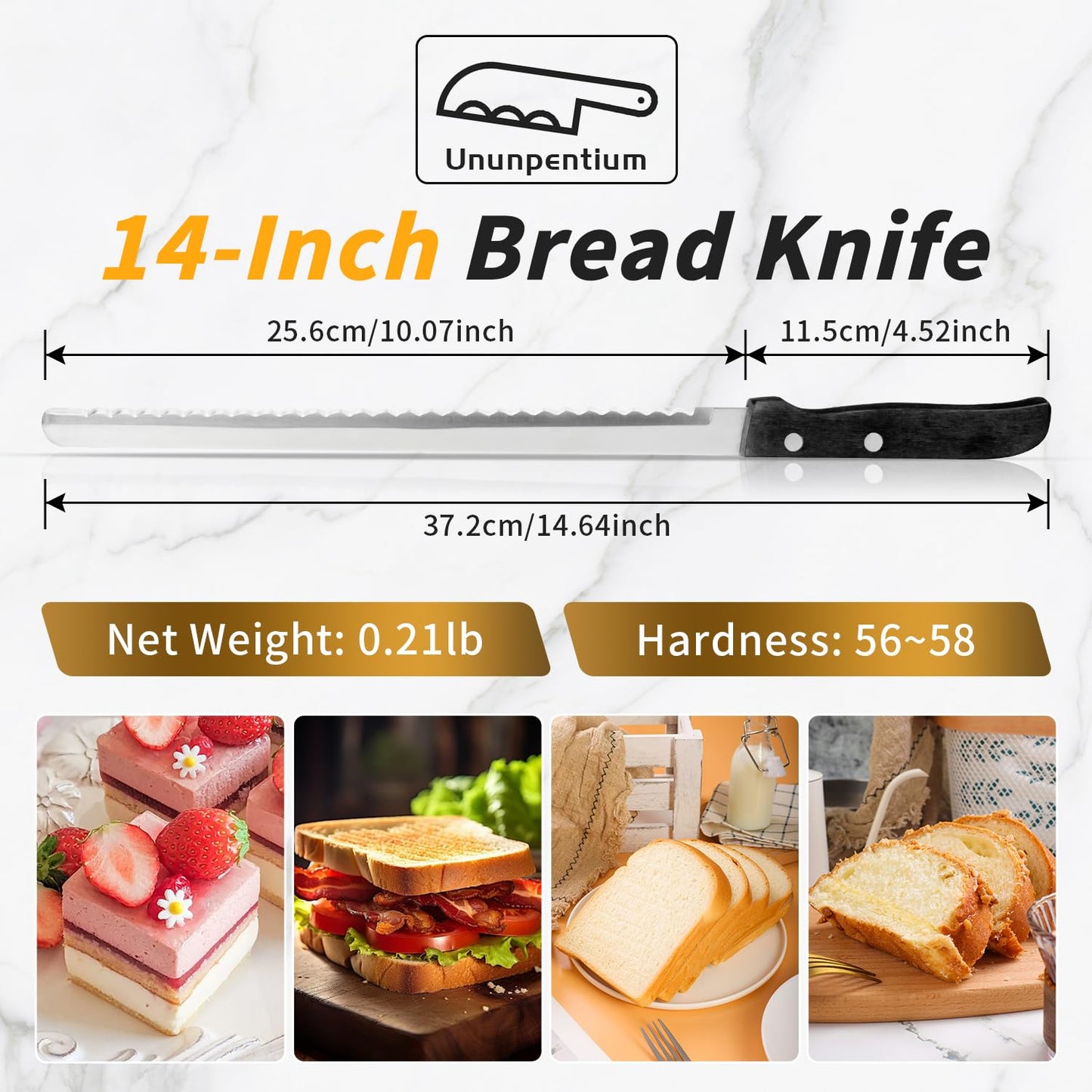 AGIgear 10-Inch Multifunction Serrated Bread Knife,German High Carbon Stainless Steel Professional Grade Bread Slicing Knife,Bread Cutter Ideal for Slicing Homemade Bread,Bagels,Soft Produce,Cake