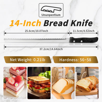 AGIgear 10-Inch Multifunction Serrated Bread Knife,German High Carbon Stainless Steel Professional Grade Bread Slicing Knife,Bread Cutter Ideal for Slicing Homemade Bread,Bagels,Soft Produce,Cake