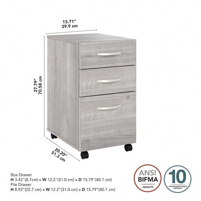 Bush Business Furniture Hustle Office Storage Cabinet with Wheels in Natural Elm, Mobile Organization Unit for Home and Professional Workspace