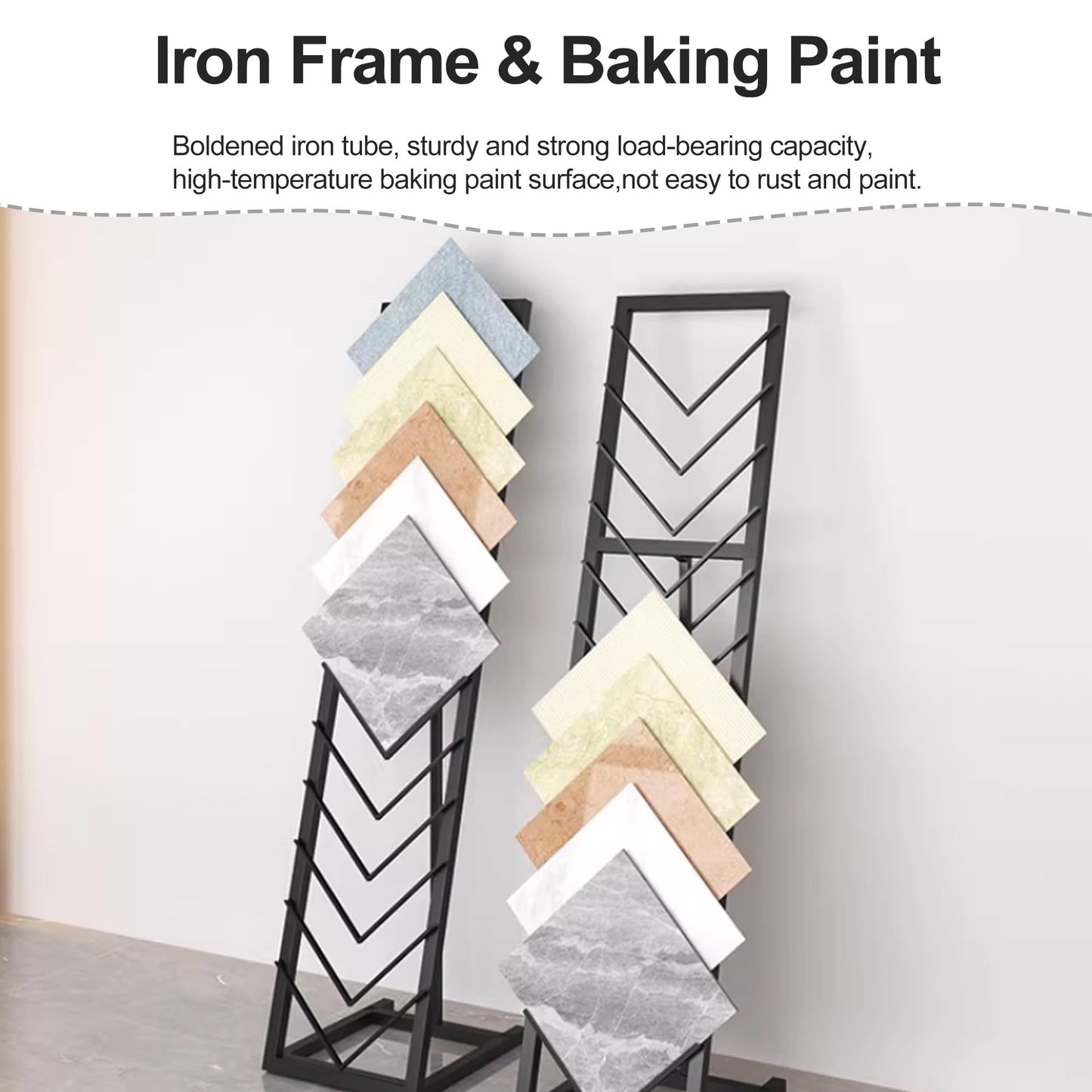 Gold Tile Display Rack, 12 Card Slots, Freestanding Organizer Shelf for Marble Slabs, Wooden Boards, Door Samples - Ideal for Retail Stores & Trade Shows (40 * 50 * 160cm)