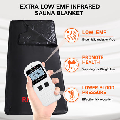 RRGFB Low EMF Portable Infrared Sauna Blanket,Crystal Therapy Home Relaxation, Adjustable Timer 20-60 Min, 95-167℉ Temp Range, 6 ft x 2.95 ft, Durable PU Leather Cover