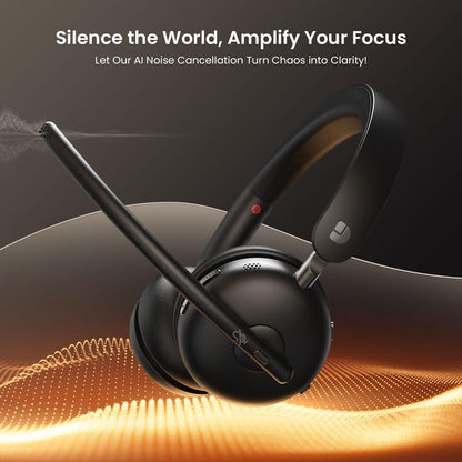 Dytole Wireless Headset with Mic for Work, Bluetooth 5.3 Headset with Noise Cancelling, Wireless Headphones with Mic & USB Dongle, 65H & Mute, Ideal for PC/Call Center/Computer/Laptop/Study