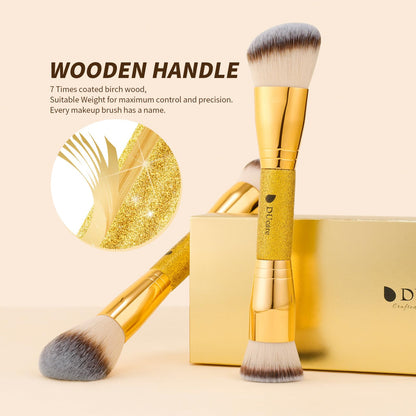 DUcare Foundation Brush Contour Bronzer Makeup Brush Double Ended Self Tanner Brush Sculpting Brush for Blending Liquid Powder Concealer Cream Cosmetics Blush Buffe