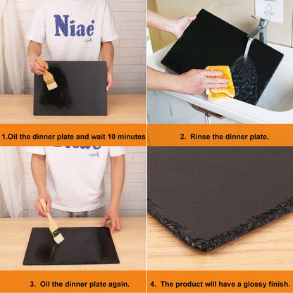 IHDYPPEW 3 Pack 12 x 16 Inch Slate Cheese Boards, Black Square Slate Charcuterie Boards, Natural Charcuterie Stone Plates for Parties, Gifts, and Special Events, Cheese, Sushi, Food.