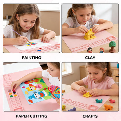 Painting Station, Including Paint Brush Cleaner, 20"×16" Silicone Painting Mat,12-Color Acrylic Paint, 10 Paint Brushes,1 Absorbent Sponge, DIY Painting Gift for Adult Artist Beginners