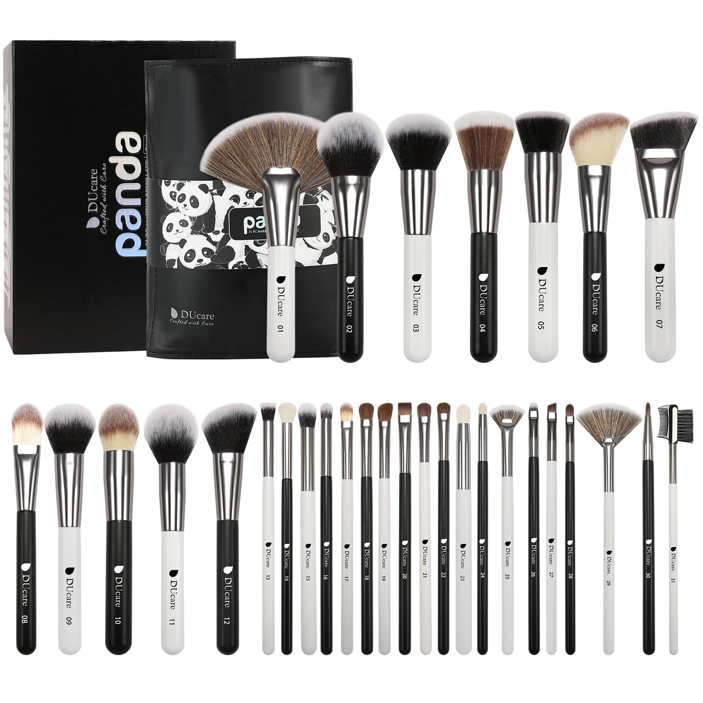 DUcare Makeup Brushes Set Professional 27Pcs Makeup Brushes Premium Synthetic Kabuki Foundation Blending Face Powder Blush Concealers Eye Shadows Make Up Brushes Kit White