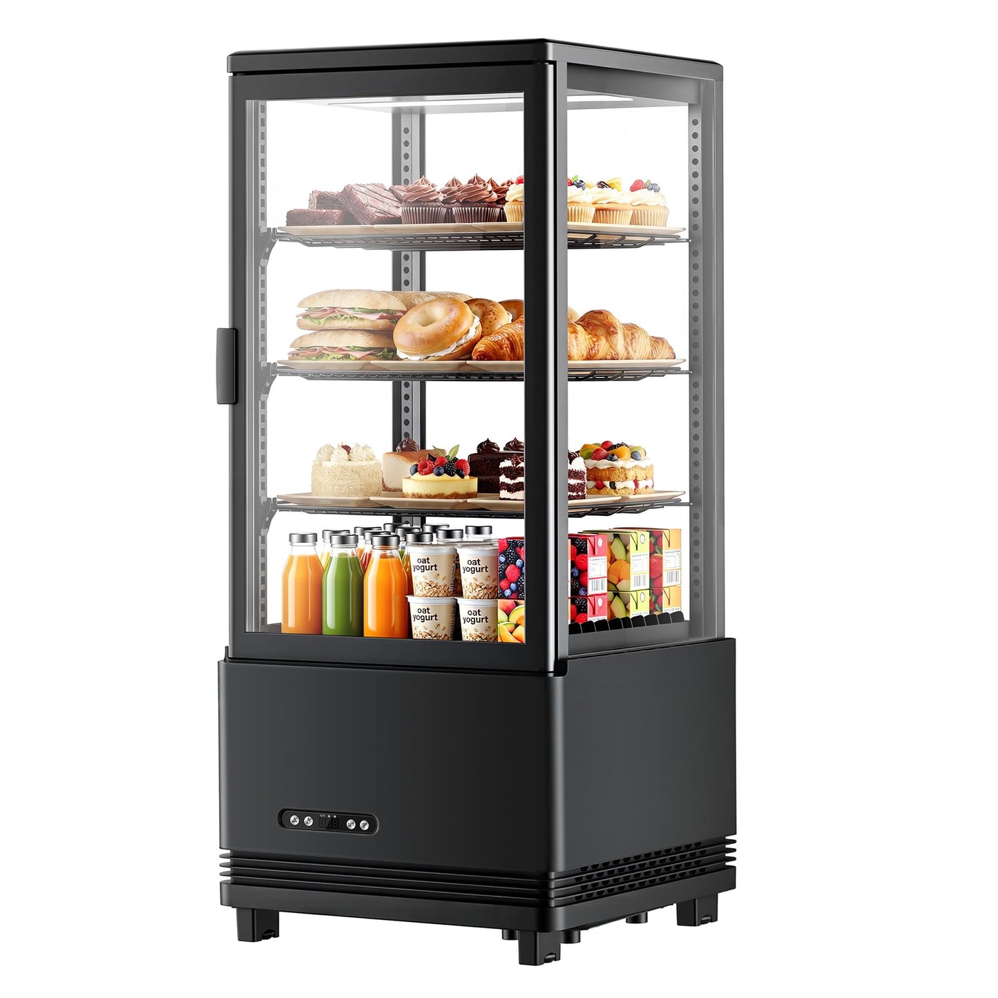 Commercial Refrigerator Countertop , ETL Certified Refrigerated Display Case 2.8 Cu.Ft / 78L, LED Lighted Display Refrigerator with Double Glass, Auto Defrost, Air Cooling for Bakery, Cafe, Store