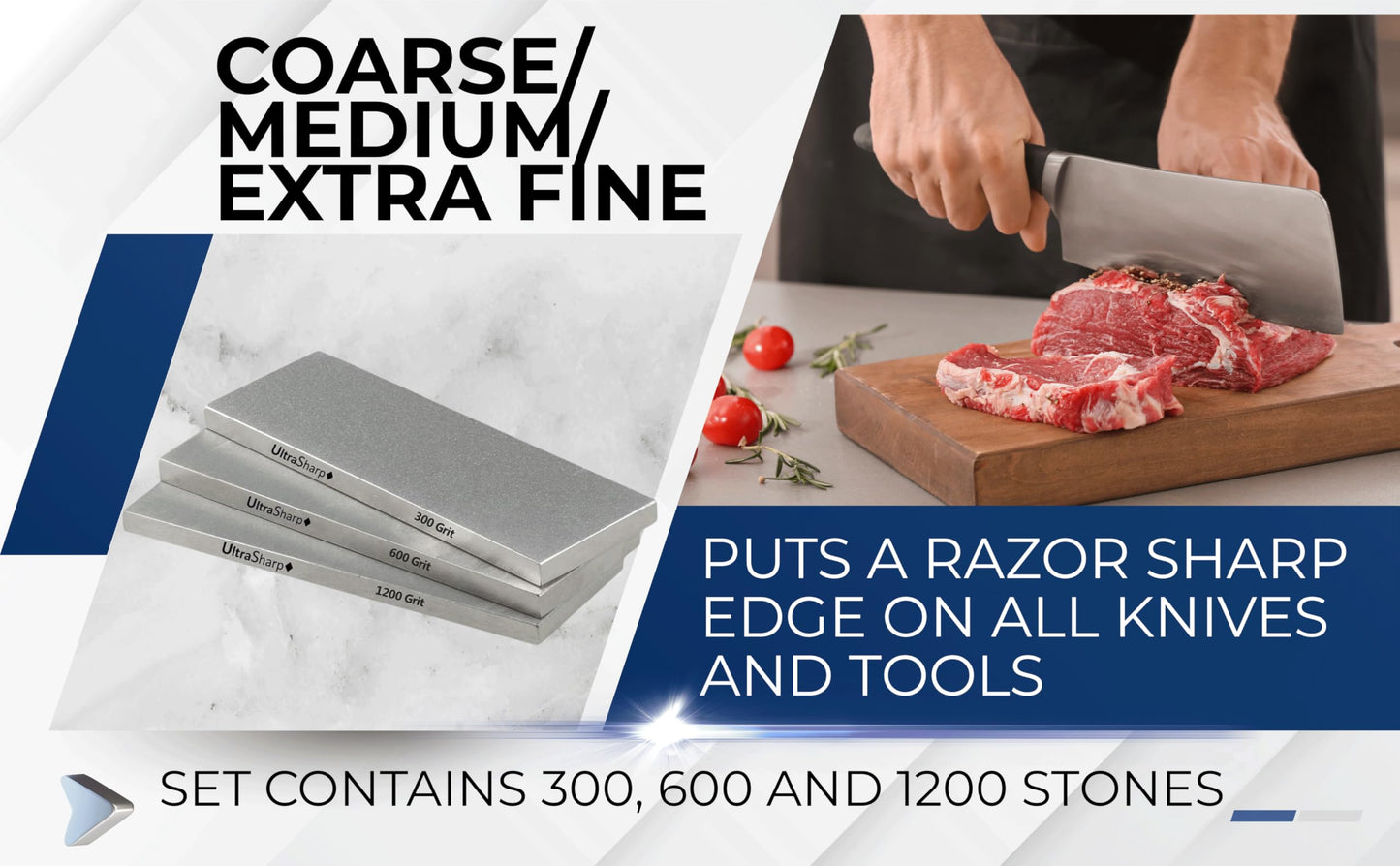 Ultra Sharp II Diamond Sharpening Stone Kit - Coarse/Medium/Extra Fine