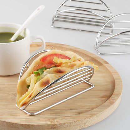 YellRin Taco Holder Stainless Steel Taco Holders Stands Set of 4 Racks Holds Soft or Hard Shell Tacos - for Burritos and Tortillas Holder