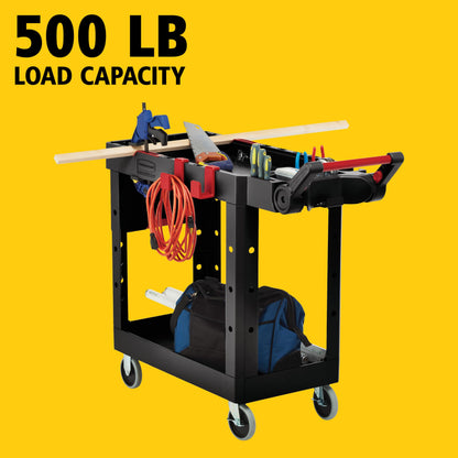 Rubbermaid Commercial Products Heavy Duty Adaptable Utility/Service Cart, Small, 500 lb. Capacity, Black, for Warehouse/Garage/Cleaning/Maintenance