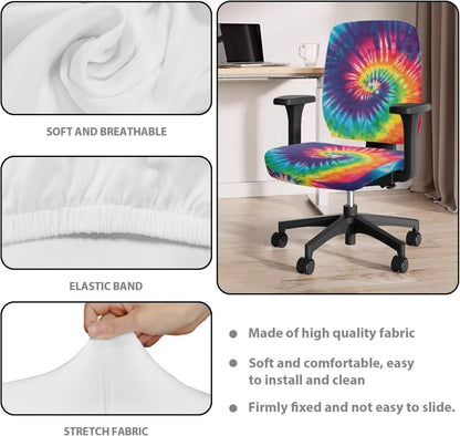 Office Chair Cover with Elastic Band, Removable Slipcover for Universal Desk Chair, High Elastic Fabric Tie Dye Print