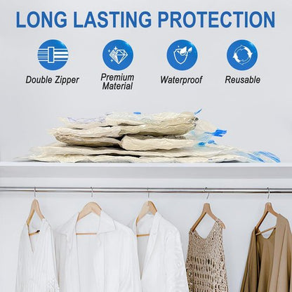Fygrip Vacuum Storage Bags - Space-Saving Seal Bags with Hand Pump for Clothing & Travel | 20 Combo Set