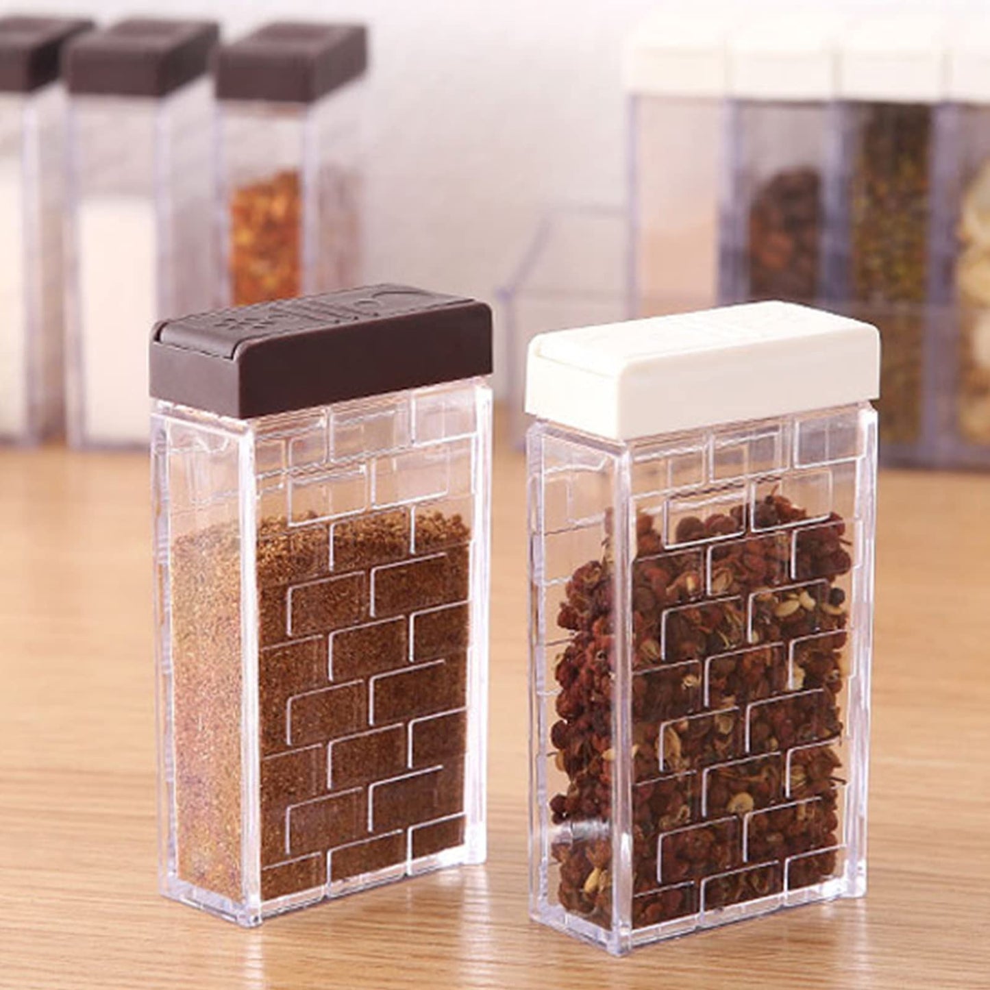 TOPZEA 12 Pcs Spice Shaker Jars, Plastic Seasoning Containers Dispenser Travel Seasoning Box with 2-in-1 Lids Empty Condiment Set for Storage Spice, Salt and Pepper, Clear