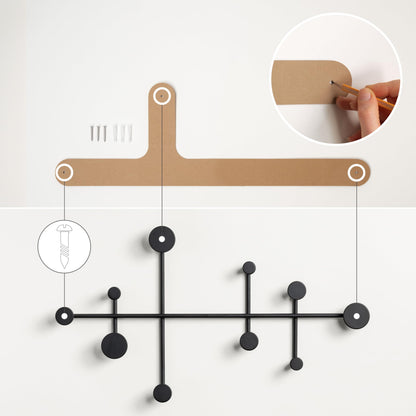 Kazai. 'Sval' Wall Wardrobe | Minimalist Coat Hook Design from Berlin | Modern Metal Wall-Mounted Coat Rack/Hooks | Black