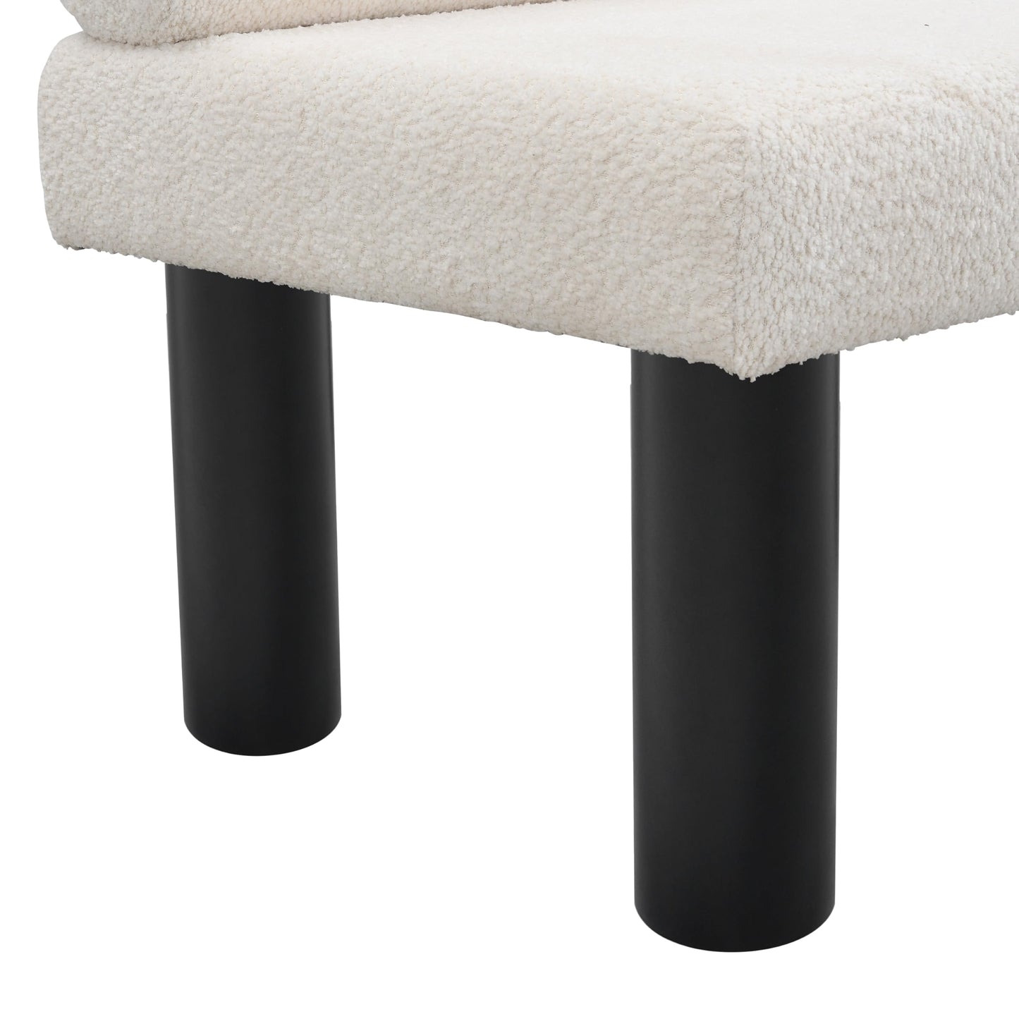 Christopher Knight Home Wally Boucle Upholstered Dining Bench, Modern Large Dining Room Chair, Entryway Ottoman Bench, Bedroom End of Bed Seating, Armless Desing and Wooden Frame, Milky White+Black