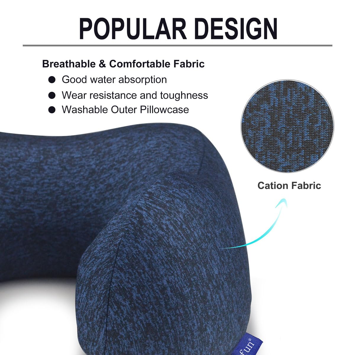 napfun Neck Pillow for Traveling, Upgraded Travel Neck Pillow for Airplane 100% Pure Memory Foam Travel Pillow for Flight Headrest Sleep, Portable Plane Accessories, Light Grey