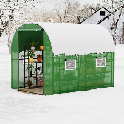 GarveeLife 8.2x6.6x6.6 ft Premium Greenhouse for Outdoors,Upgraded Portable Walk-in Heavy Duty Frame Large Garden Plant Hot Outside Hoop House,Green