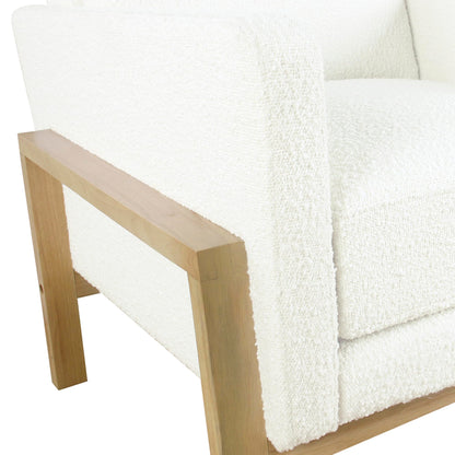 HomePop Wood Frame Accent Chair | Homepop Home Decor | Accent Chairs for Living Room & Bedroom - Cream Boucle