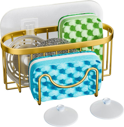 2 HapiRm Multifunctional Sponge Holder - Installation Methods Sink Caddy with Unique M-shaped, Stainless Steel Kitchen