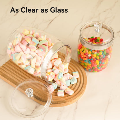 Wagrvuy 2 Pcs Candy Cookie Jar with Lids - 128 Oz & 74 Oz Plastic Clear Airtight Containers Large Kitchen Pantry Food Apothecary Storage Sealed Canisters for Coffee Cereal Pasta Flour Rice Snack