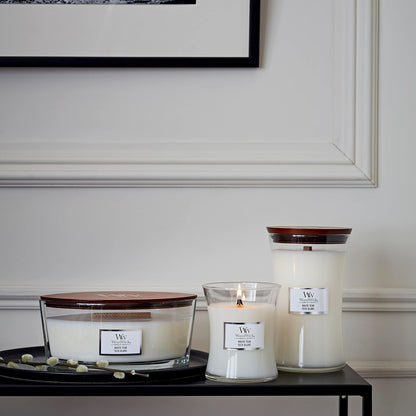 WoodWick Candle, Wax, White Teak, Ellipse Shape