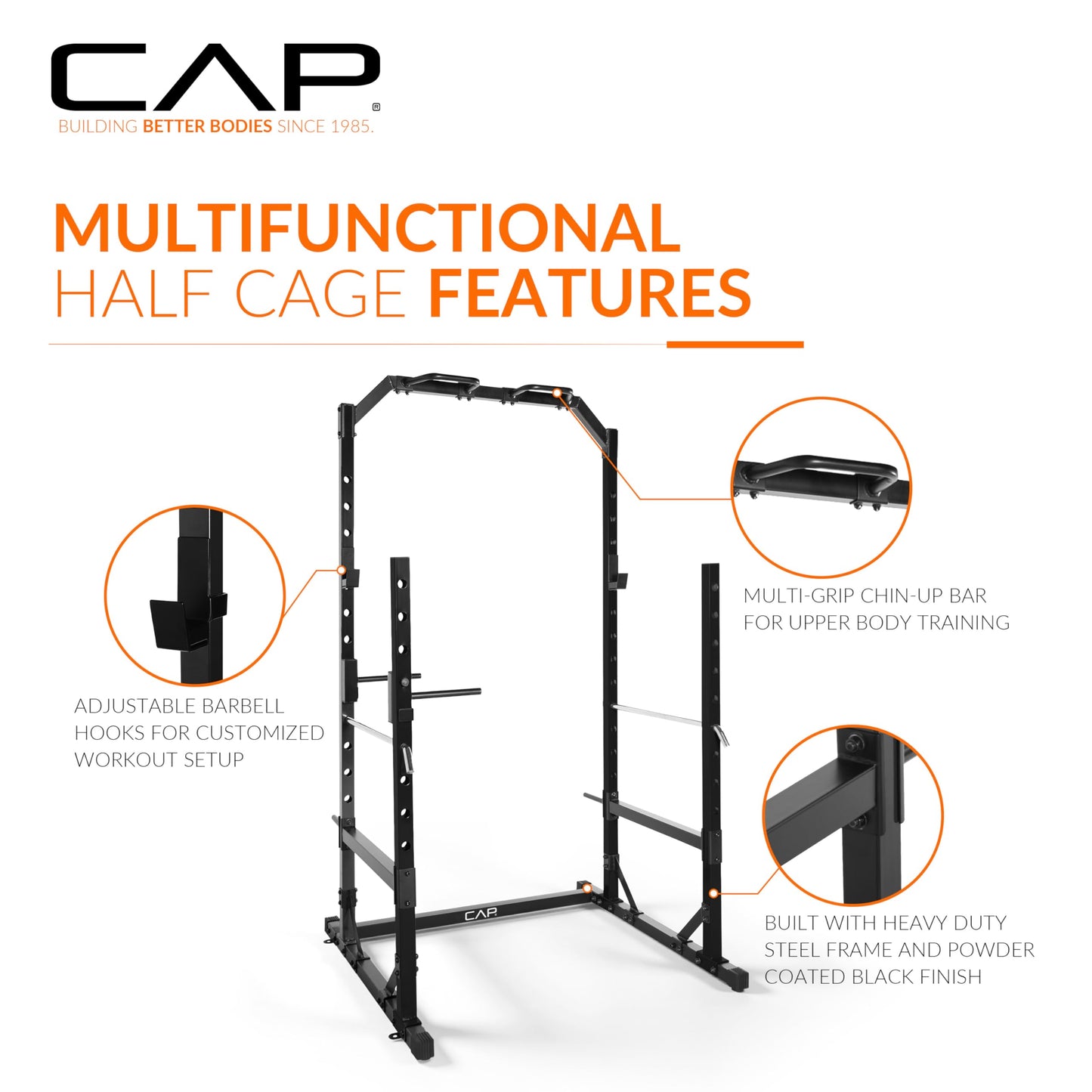 CAP Barbell Multi-Use Power Rack – Heavy-Duty Power Cage with Pull-Up Bar, Dip Handles, and J-Cup Catches – Strength Training Gym Rack for Home or Garage Gym | Green