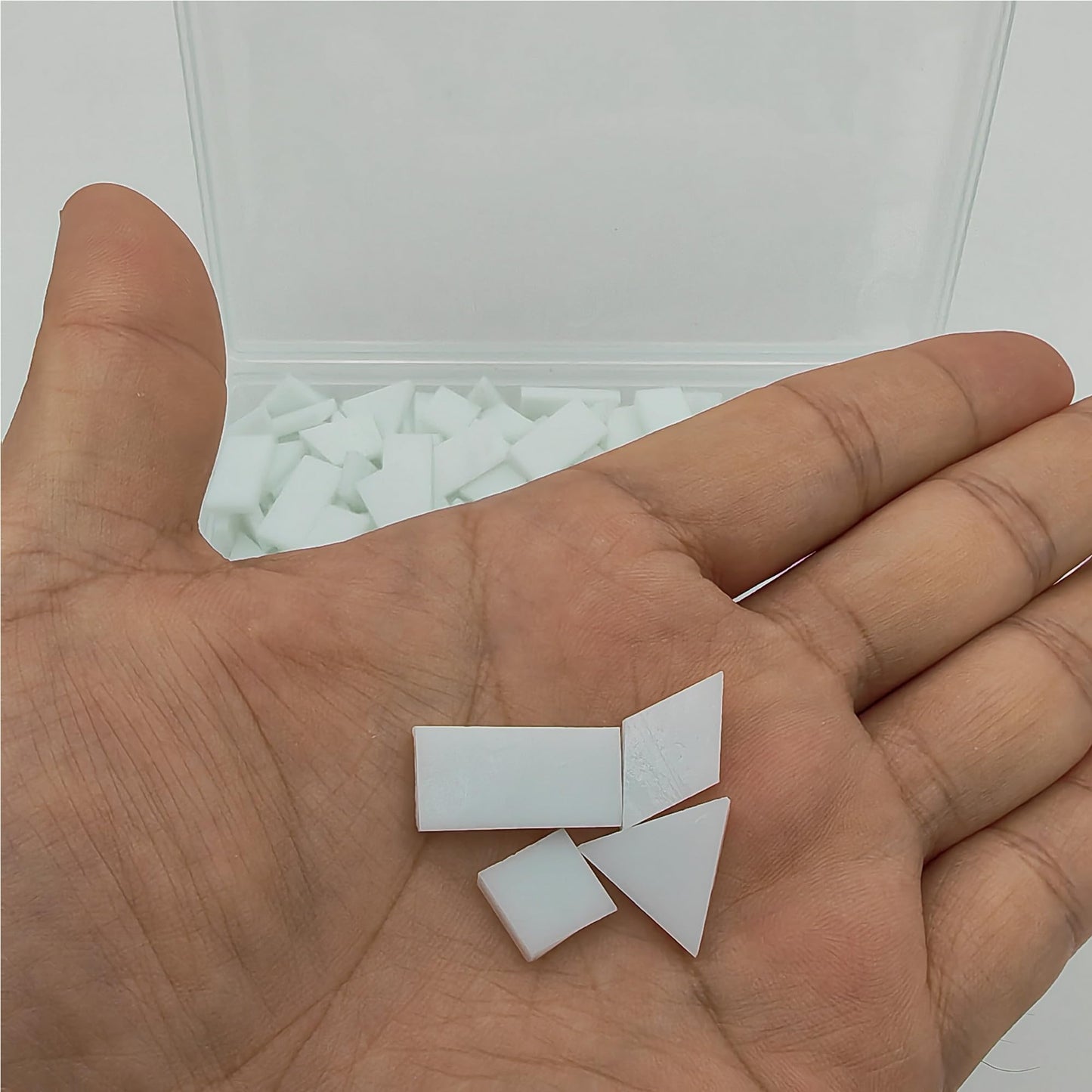 4 Shapes Mixed Glass Mosaic Tiles,Square+Diamond+Triangle+Rectangle 220 PCS Stained Glass Mosaic Pieces for Handmade Art Crafts and Home Decoration (White)