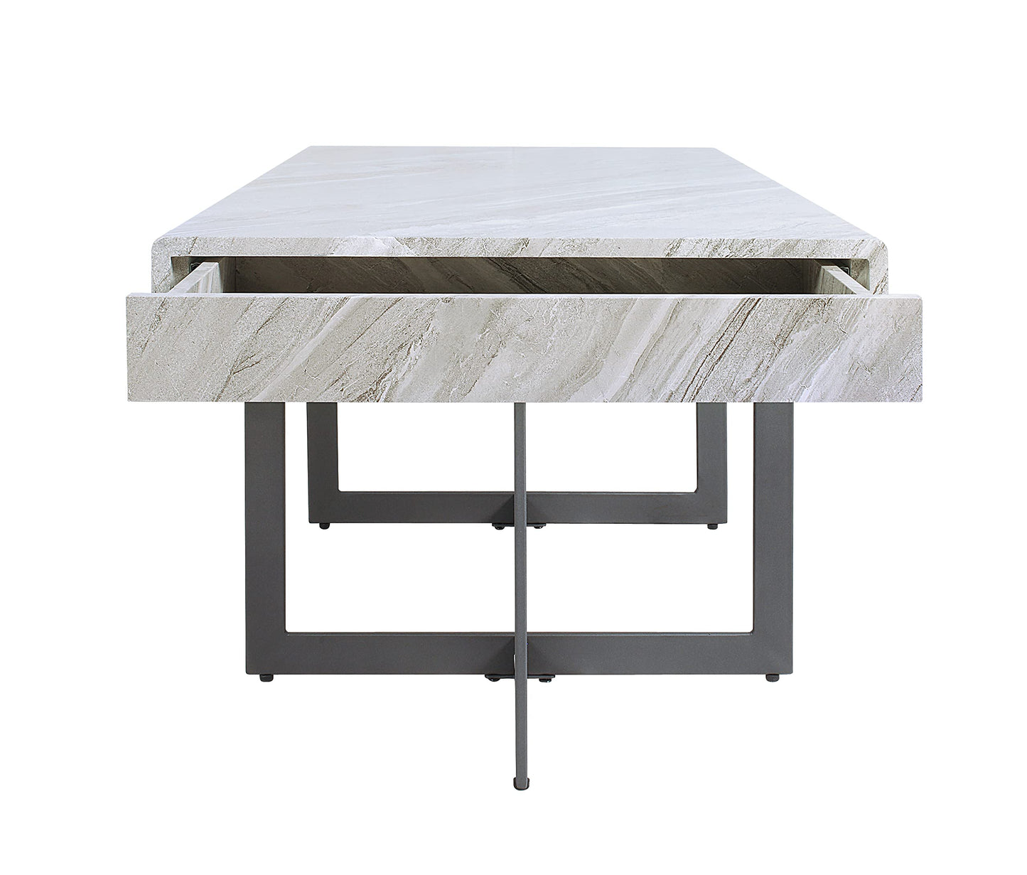 Furniture of America Willy Modern Storage Faux Marble Top 3-Piece Coffee, End and Sofa Table Set for Living Room, Gray