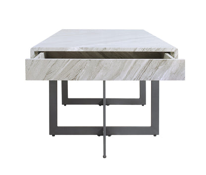 Furniture of America Willy Modern Storage Faux Marble Top 2-Piece Coffee and End Table Set for Living Room, Gray