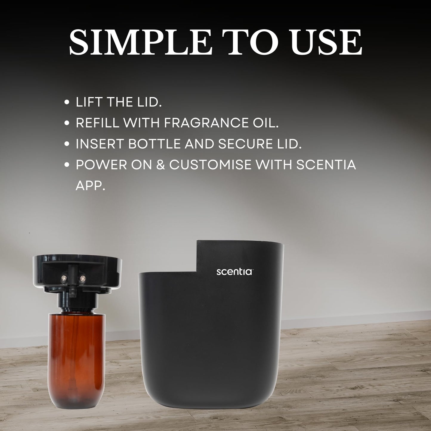 Smart Plug-in Diffuser with App Control | Waterless Cold Air Diffuser | My Way Hotel-Inspired Scent Included | 500 Sq. Ft. Coverage | Mother's Day & Housewarming Gift | Black