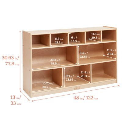 ECR4Kids 5+5 Cubby and Storage Mobile Cabinet with 5 Scoop Front Bins, Kids Furniture, Clear