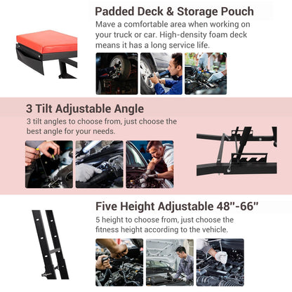 GAOMON Top Automotive Creeper, Adjustable Height 48" to 66", 400 LBS Capacity High Creeper, 4 Swivel Caster Wheels, Heavy Duty Foldable Creeper for Home Garage, Workshop