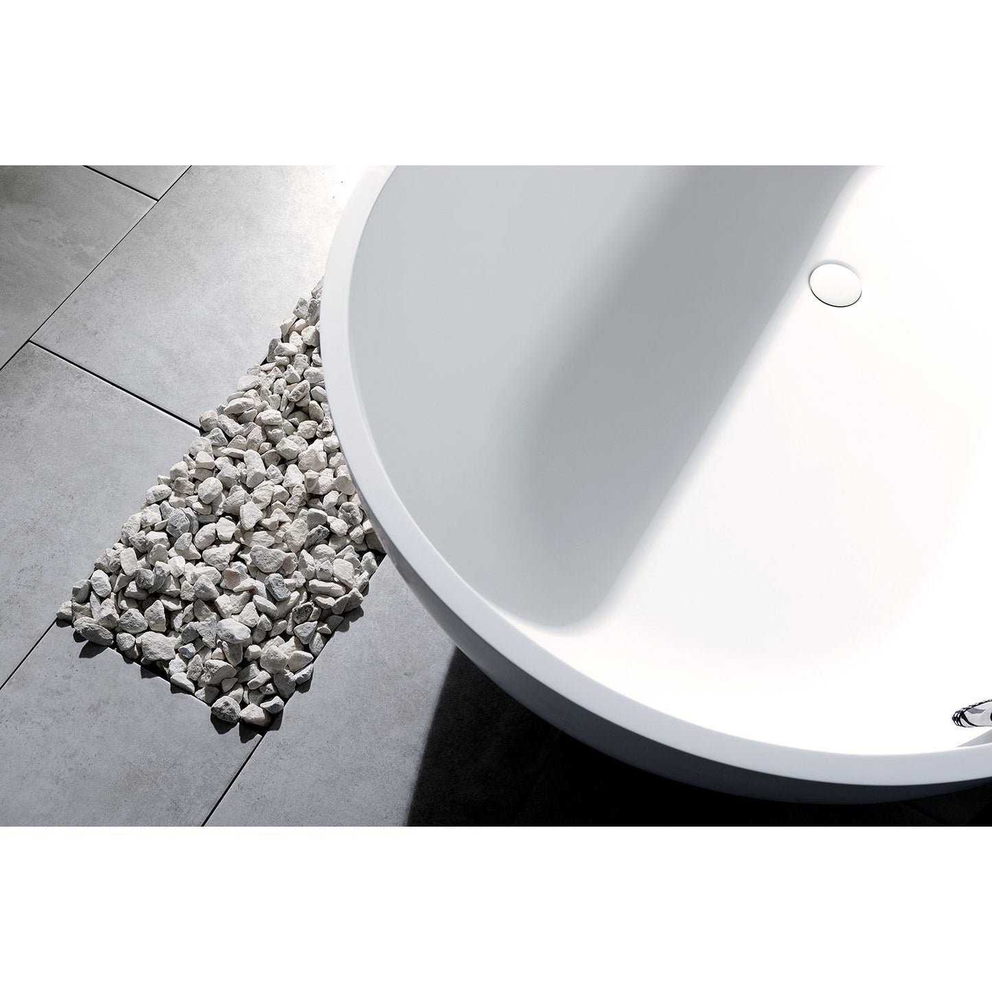 Aqua Eden VRTRS703520 Arcticstone 70-Inch Solid Surface White Stone Freestanding Tub with Drain, Matte White
