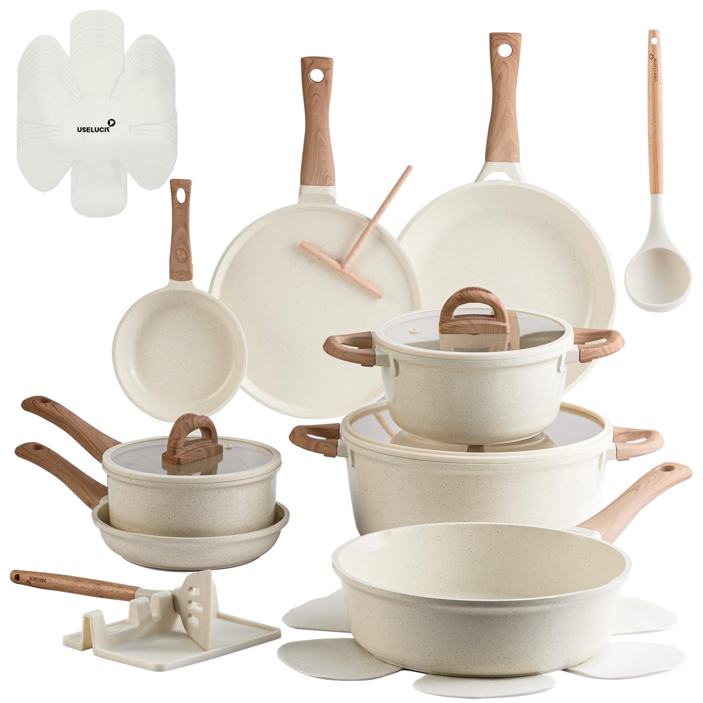 Pots and Pans Set Non Stick Ceramic Cookware Set 22-Piece Nonstick Kitchen Cooking Sets Stockpot Saucepan Frying Pans