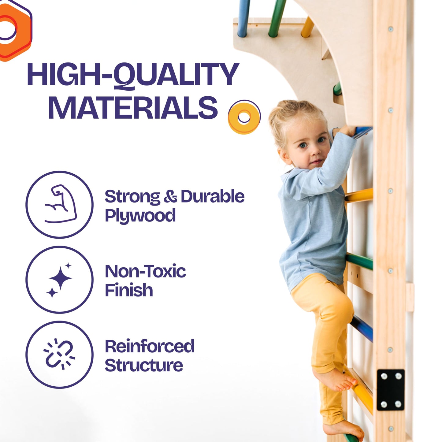ComfyBumpy Swedish Ladder with Convertible Play Table | Montessori Climbing Set for Kids, Indoor Playground & Jungle Gym - Wall Climbing Toy for Active Play & Table for Focused Play (Set of 1)