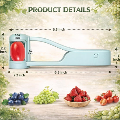 Grape and Cherry Tomato Cutter, Grape Slicer Tool-One Second Fruit Slicer for Cherry Tomatoes, Easy Grape Cutter for Kitchen Use, Fruit Push Cutter for Small Fruits (White)
