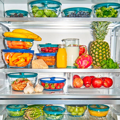 Anyday 2-Pack (2-Cup) Glass Food Storage Set with Glass Lids | Plastic-Free Meal Prep Set | Stackable Airtight Storage Container Set with Vented Lid for Microwave-Safe Reheating