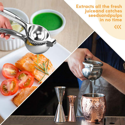 MONKKINO Lemon Squeezer, Fast Effortless Juice Extraction with Large Metal Citrus Juicer, Maximum Yield Heavy Duty Hand Lime Squeezer, Manual Lemon Juicer Press, Easy to Use w/Stainless Steel Zester