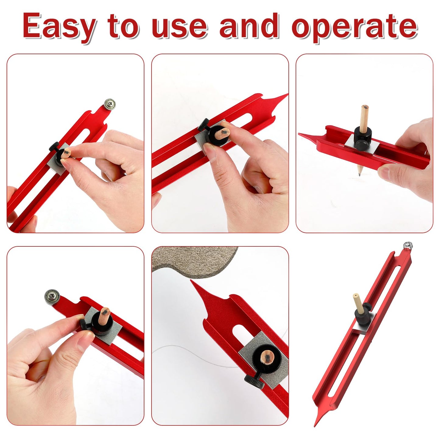 Tzdxfgl Contour Gauge Scribe Tool, Precise Profile Scribing Ruler with Adjustable Pencil Holder, Aluminum Alloy Woodworking Edge Corner Measuring Profile Duplicator Contour Gauge for Tiles Carpenter