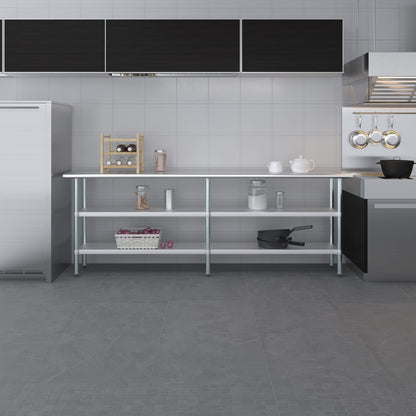 AmGood Stainless Steel Work Table with 2 Shelves | NSF | Metal Utility Table (96" Long x 18" Deep)