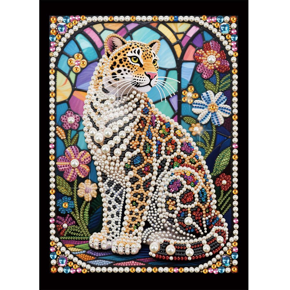 Kulvci Tiger DIY 5D Pearl Painting Kit, Diamond Painting Kit for Adults Beginner, Bead Art Kits All-Pearl Dot Painting for Wall Decor, Creative Stress Relief Gift Home Decor,12 × 16 inch
